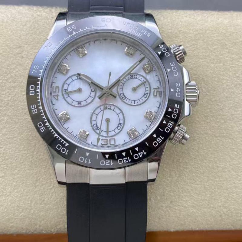 Мужские автоматические механические часы Rolex Daytona 40 мм, многофункциональные, с инкрустацией бриллиантами.