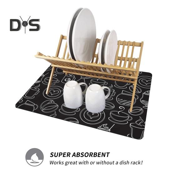 Коврик для кофеварки, впитывающий коврик для сушки посуды, долговечный многоцелевой нескользящий настольный коврик для домашней кухонной стойки