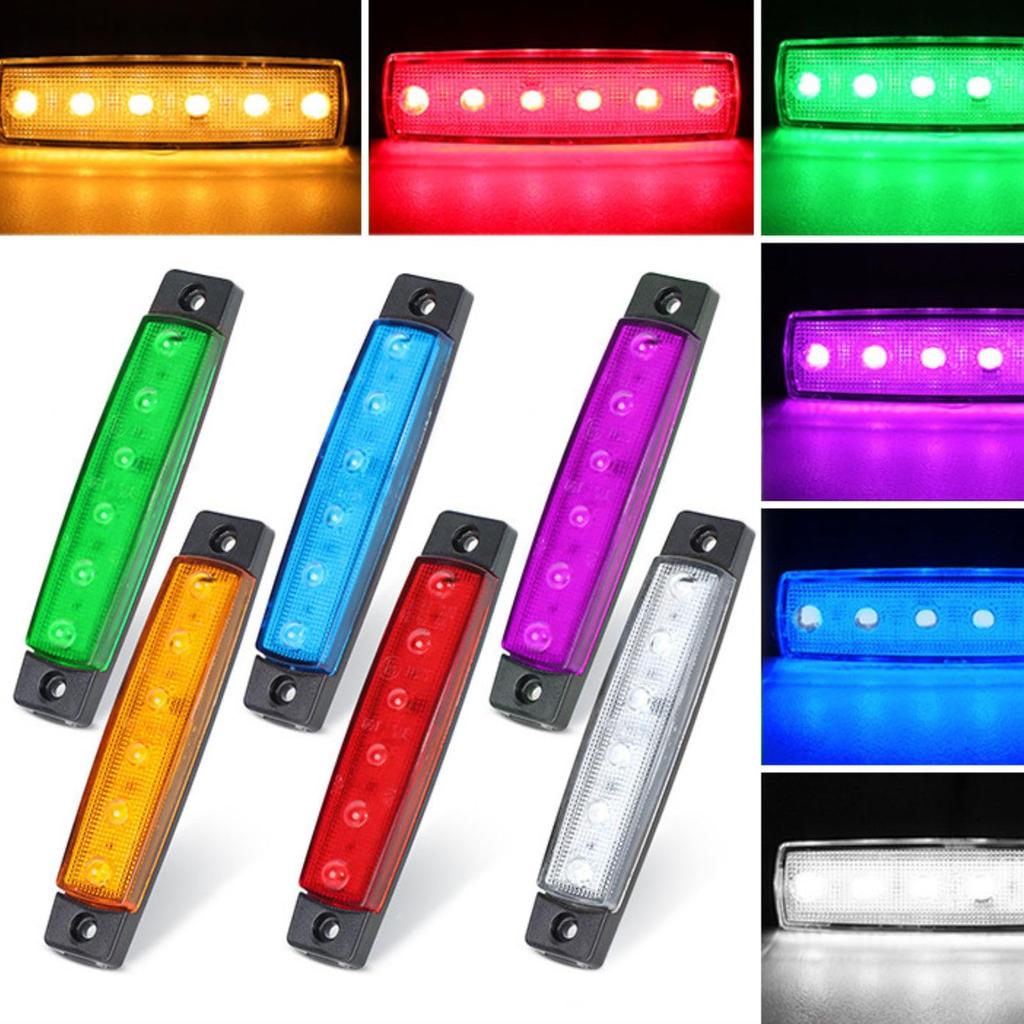 10 Pcs 6 Row Truck Trailer One Side Lighting LED Dump Custom Marker Lamp Decor Trays (Red)