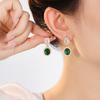 Inlaid Emerald Zircon Earrings, High-End Light Luxury Earrings, Retro Fashion Temperament Earrings.