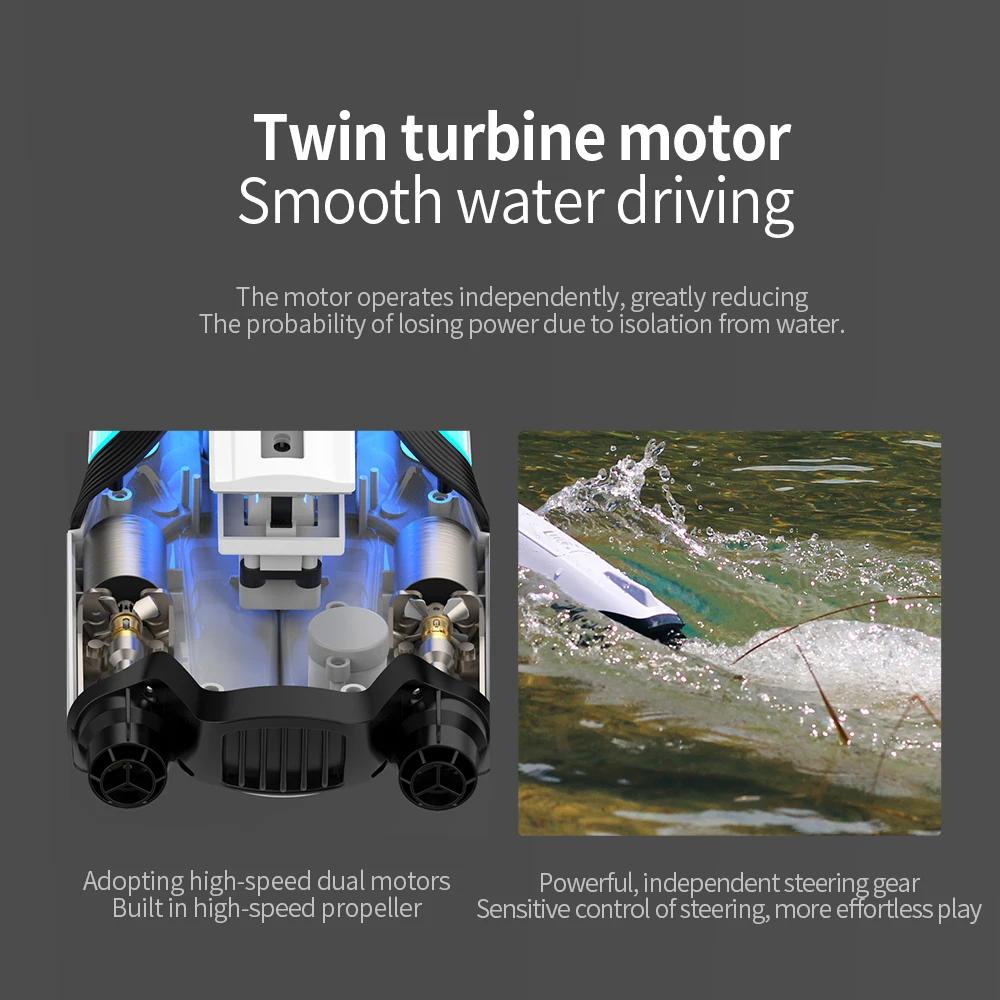 Нетоксичная радиоуправляемая лодка 30 км/ч Высокоскоростная радиоуправляемая скоростная лодка S2 2,4 ГГц Лодка с дистанционным управлением Электрические двойные турбореактивные двигатели Радиоуправляемые игрушки дети Водная игрушка