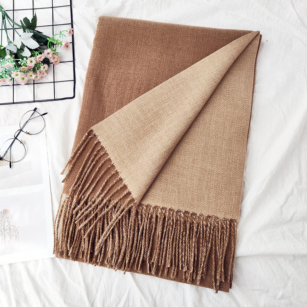 Thickened Solid Color Double Sided Imitation Cashmere Scarf Autumn and Winter Atmosphere Women's High End Versatile Men's Scarf Warm Shawl