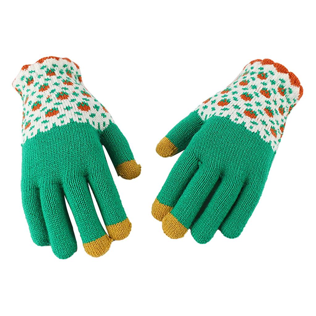 Unisex Winter Cashmere Knit Silicone Non-slip Thicken Warm Fleece Gloves