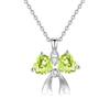 S925 Silver Bowknot Pendant Necklace with Natural Crystal, Love Heart Design