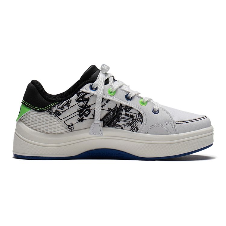 Li Ning Youth Удобные универсальные низкие кроссовки для скейтбординга Детские кроссовки Белые Черные YKCS040-3