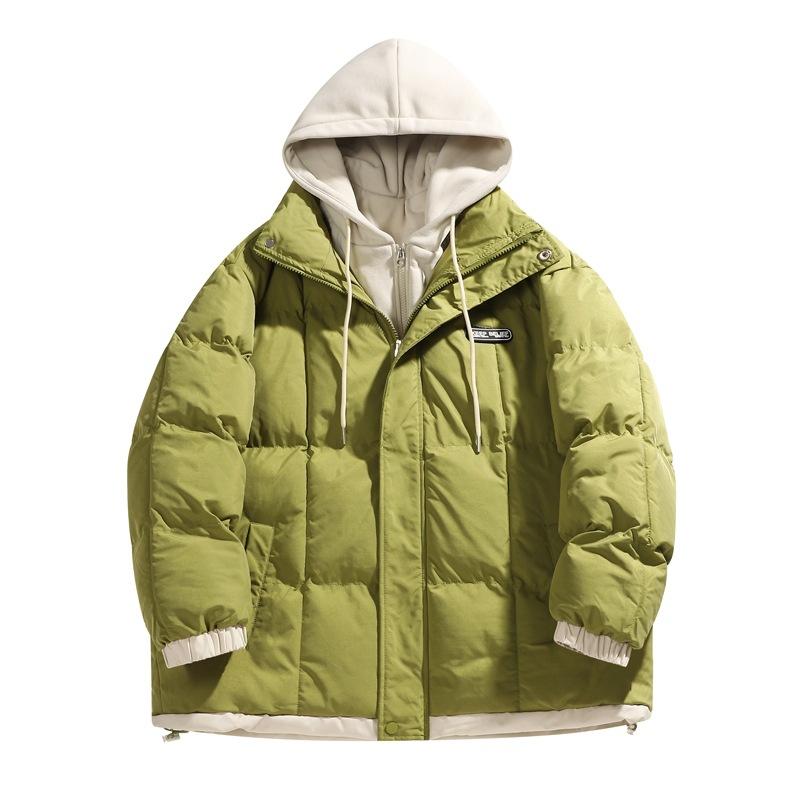 Американская японская ретро корейская версия поддельная двухкомпонентная куртка с капюшоном в гонконгском стиле свободная теплая куртка с капюшоном мужская одежда