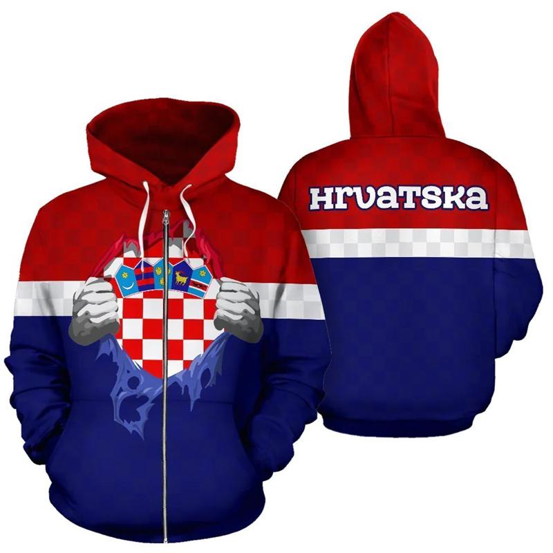 2024 Новые толстовки с капюшоном Croatia Hrvatska Heroe с 3D-принтом на молнии для мужчин, большие толстовки, женские спортивные свитера с капюшоном, одежда Y2k