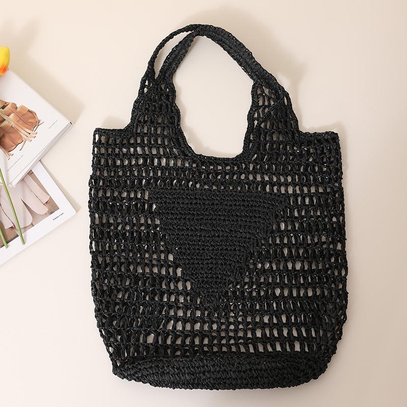 Versatile large capacity hollow straw woven bag Xiaoqing new candy color one shoulder tote woven bag portable beach bag