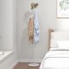Freestanding Floor Coat Rack with 6 Disc Hooks in Steel and Slate Base, White