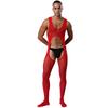 Mens See Through Sheer Jumpsuit Sleeveless Hollow Out Opening Crotch Bodysuit