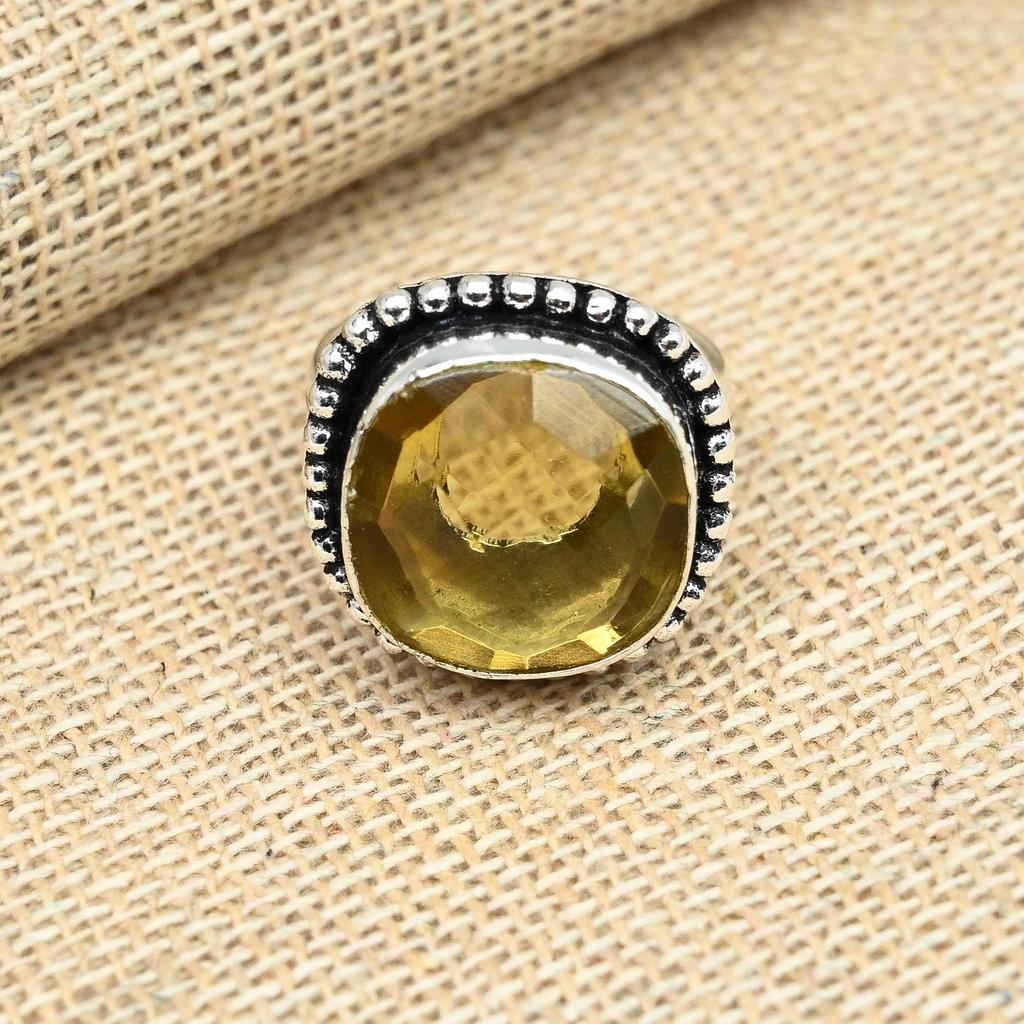 Красивый цитрин драгоценный камень твердое серебро 925 пробы ювелирные изделия ручной работы женское кольцо