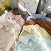 Autumn Korean Fashion Solid Simple Long Sleeve Shirt Women Cotton Blouse Turn Down Collar Tops Loose Clothes Blusas 29622