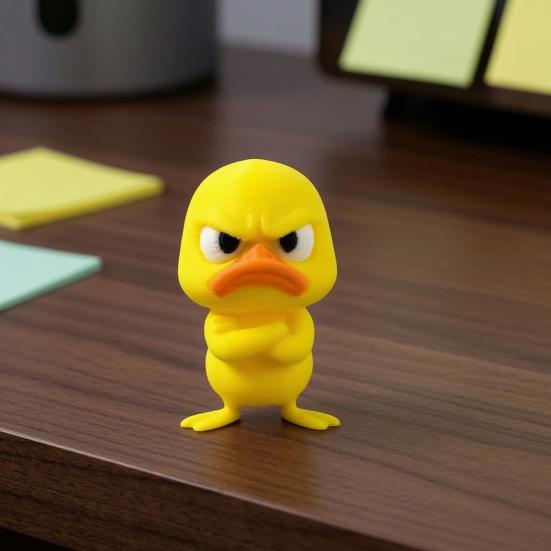 Забавная Декоративная Фигурка Утки Желтого Цвета, 3D Печать, Статуэтка с Живыми Выражениями, Современный Акцент для Дома, Милые Миниатюрные Настольные Украшения для Офиса