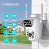4-мегапиксельная HD-камера видеонаблюдения с двумя объективами, WiFi, функцией слежения на основе искусственного интеллекта и световой сигнализацией