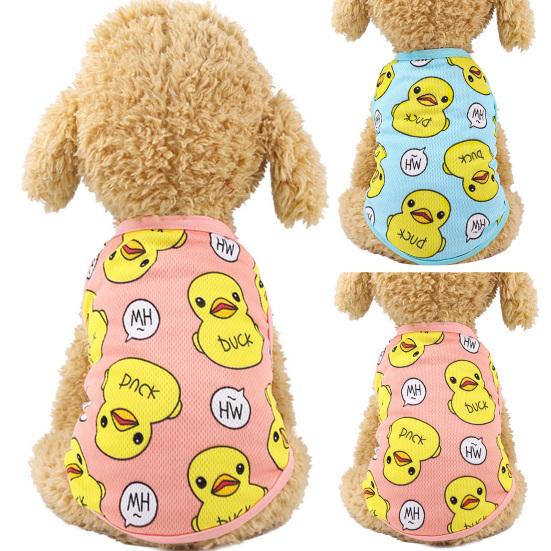 Весна Лето Дышащий Мультяшный Узор Утка Кошка Собака Сетчатый Жилет Одежда для Питомцев