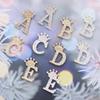 Crown 26 Initial Letters A To Z   Brooch Pins Women