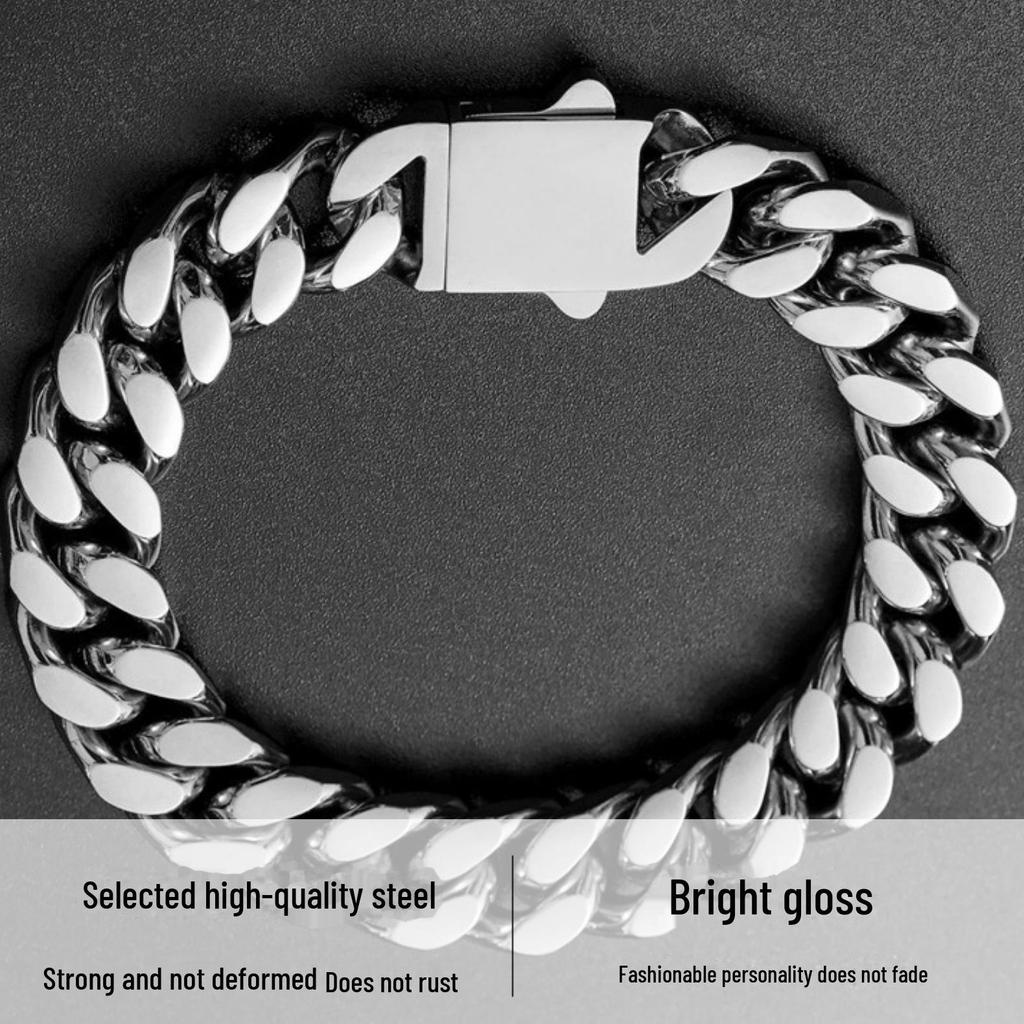 Высококачественное кубинское ожерелье из титановой стали с квадратной пряжкой – украшения в стиле хип-хоп унисекс