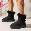 Модные Удобные Модные Повседневные Флокированные Зимние Теплые Ботильоны Женская Обувь 2025 Бант Утолщенные Женские Ботинки Леди