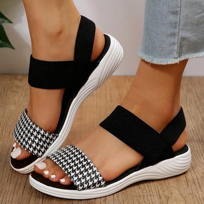 Мода Новые повседневные туфли Свободные тапочки с леопардовым принтом Thousand Birds Stripe Design Резиновая подошва Женские сандалии Zapatos Mujer