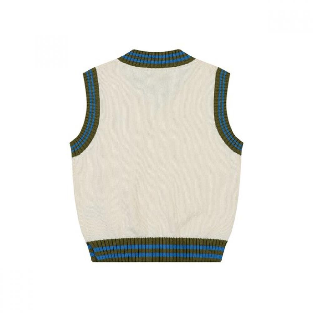 Kangol Kids V Neck Cable Knit Vest iVory Sa 0101