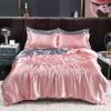 Luxury Gold Mulberry Silk Bedding Set Comforter Quilt Cover Flat Sheet Pillowcase Double Ru Europe Queen Bed Linen Duvet Covers