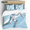 Пододеяльник с изображением крикета Комплект постельного белья с абстрактным спортивным узором Микрофибра Игрок, играющий в крикет Двойной пододеяльник Queen
