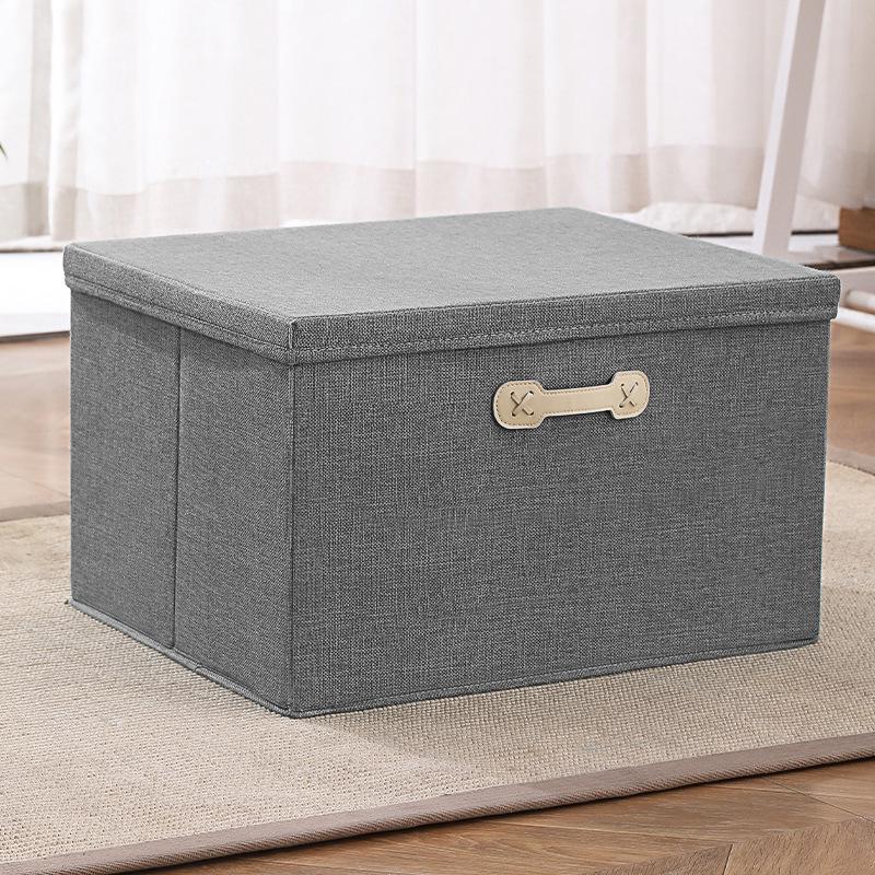 Portable Cotton and Linen Storage Box with Lid for Clothes and Toys, Foldable Cabinet Organizer