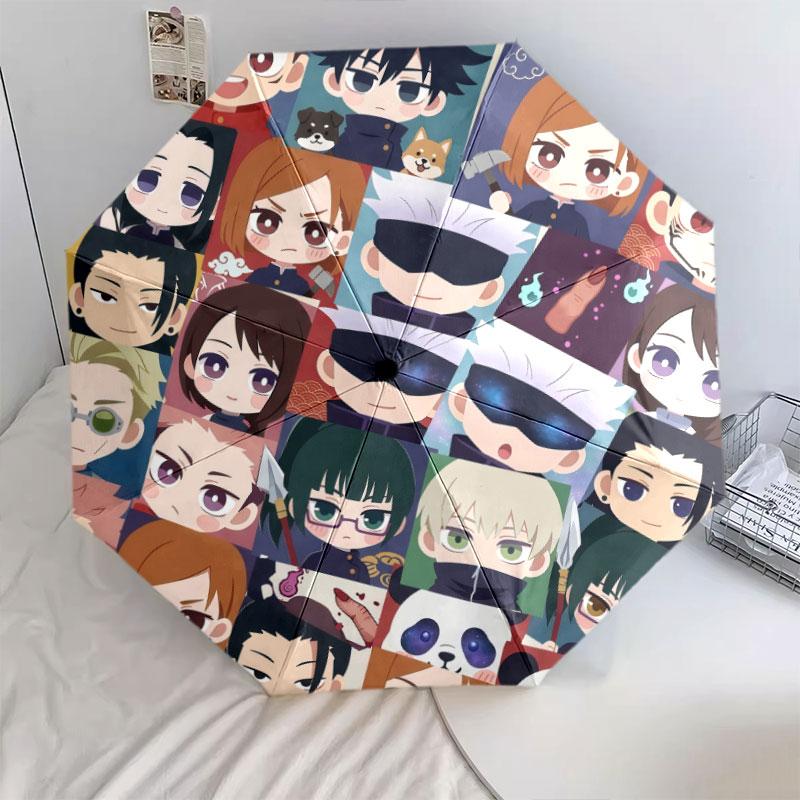 1 PC Automatic Folding Umbrella - Jujutsu Kaisen Pattern Portable Foldable Design With 8 Ribs Christmas Birthday Gifts