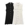 Spring 2025 Women's Sleeveless Mini Shirt Dress with Button Detail