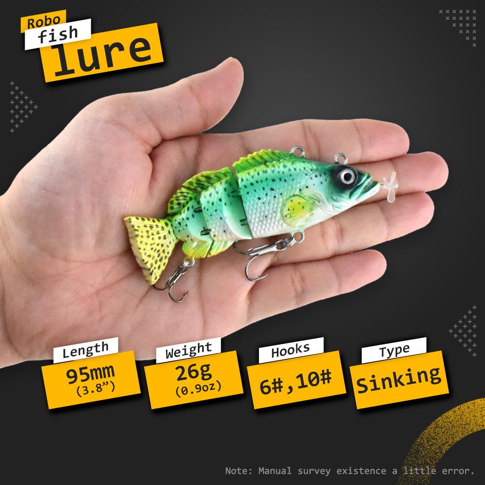95mm 26g Auto Electric Robotic USB Rechargeable LED Flashing 4-Section Multi-Jointed ABS Hard Fishing Lures