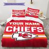Custom Name,Kansas City Chiefs Pattern Bedding Home Decoration Birthday Gift ( 1 duvet cover + 2 pillowcase, without core),fan merchandise.