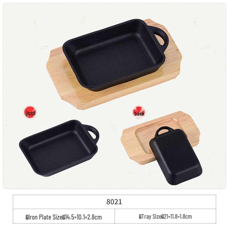 Cast Iron Rectangular Teppanyaki Barbecue Plate for Steak, Fish, and More