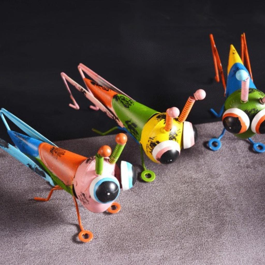 3 шт., наружная декоративная металлическая модель, большая фигурка кузнечика, металлические фигурки животных для садового искусства, украшение для газона, статуя животного для наружного декора патио