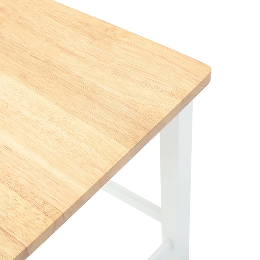 Bar Stool Set 2 Pieces White Solid Rubberwood
