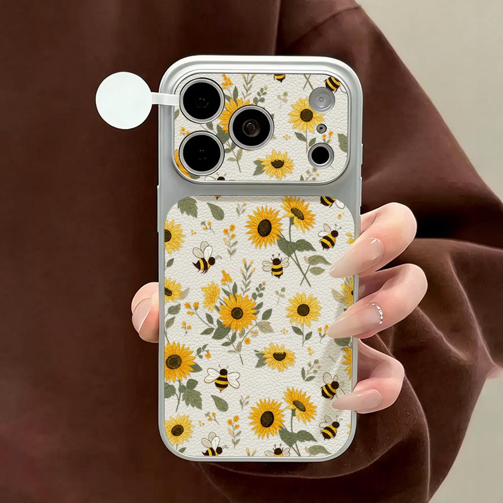 Хризантема пчелиная подходит для чехла мобильного телефона Apple 17 iPhone15promax полноразмерный 16Pro кожаный узор 14 простой ins