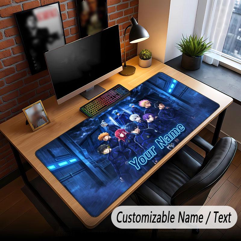 Custom Name Extended Mouse Pad,Blue Lock Gaming Desk Mat For Home Office Desktop Decor