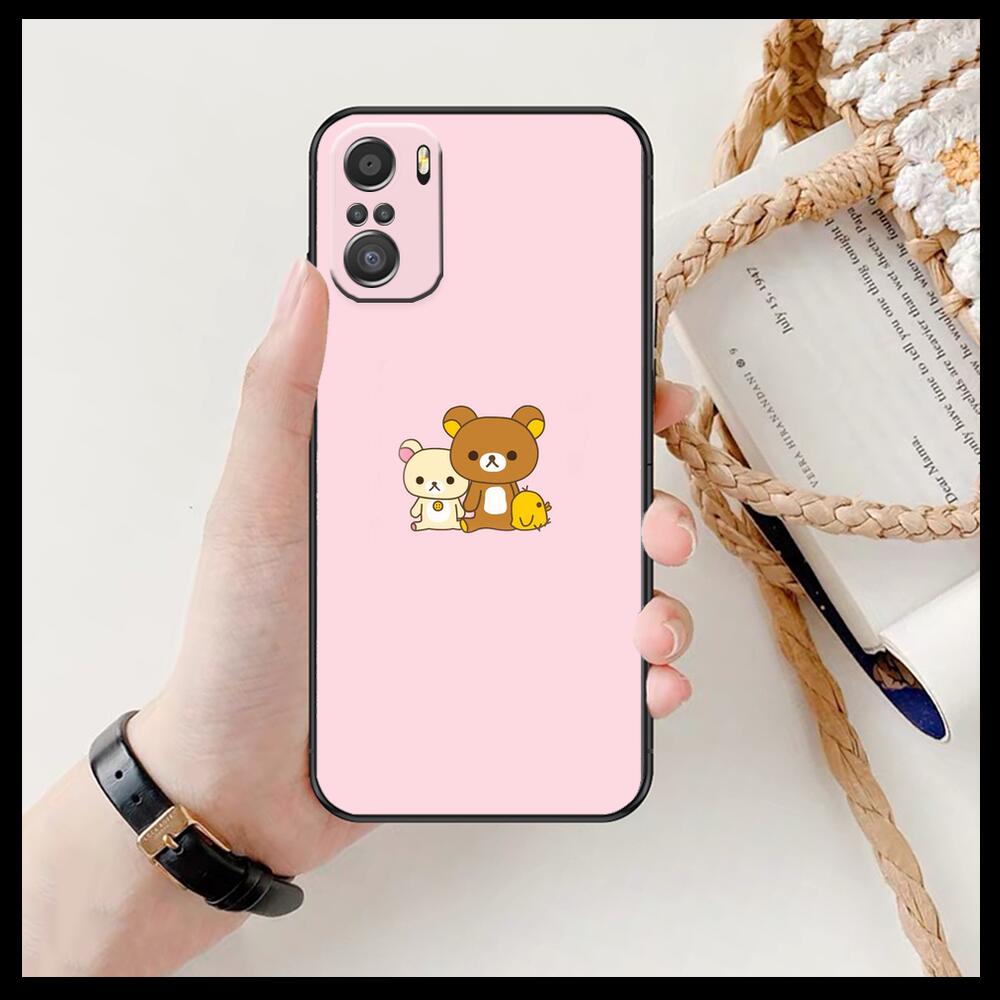 TOPLBPCS Cute Rilakkuma Phone Case For Xiaomi Redmi 11 Lite Pro Ultra 10 9 8 MIX 4 FOLD 10T Black Cover Silicone Back Prett