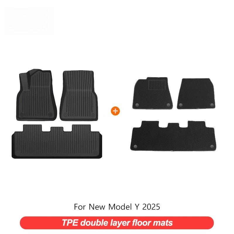 Коврики для пола и накладки на спинки сидений для новой Tesla Model Y Juniper 2025 Всепогодные Водонепроницаемые TPE Коврики в багажник Коврики для ног Автозапчасть