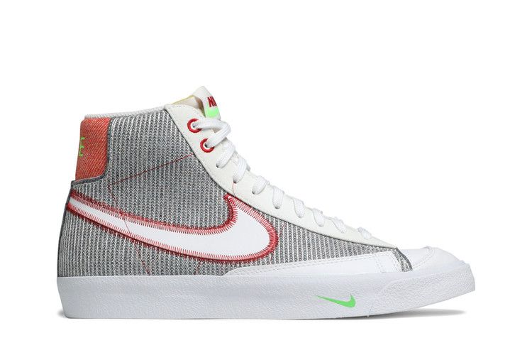 Мужские кроссовки Nike Blazer Mid 77 Переработанные джерси Серый/Белый/Спортивный красный/Электрический зеленый