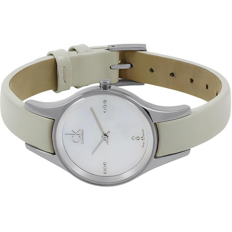 CALVIN KLEIN watch quartz movement leather strap 28mm mother-of-pearl dial women's watch 30 meters waterproof K43231LT
