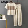 Summer Women's T-shirt Trousers Suit Fashion Casual Plus Size Ice Silk Knit Loose Short-sleeved Top Two-piece Set