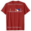 Funny Filipino Heartbeat I Love Philippines Flag Heart T-shirts Men Fashion Casual Tshirt 100% Cotton Loose Oversized T Shirt