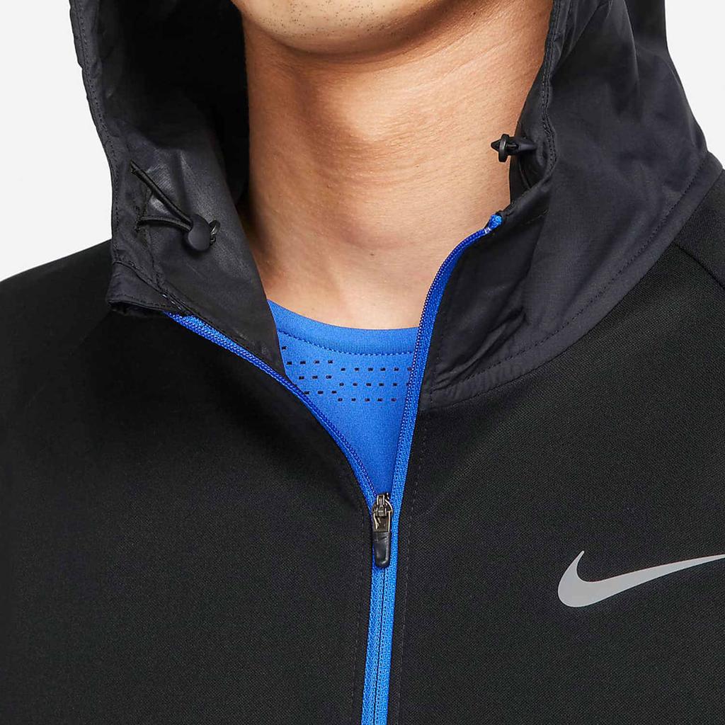 Nike Куртка для бега унисекс Therma-Fit Miler Repel Run Division с капюшоном и молнией, с логотипом, черная/синяя DD6103-011