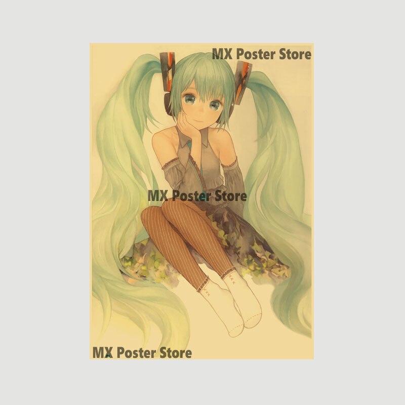 Аниме идол мультфильм певец Мику плакат HD печать крафт-бумага ретро настенные художественные фотографии спальня декоративная живопись домашний декор подарки