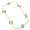 Lab Created Green Amethyst Necklace 36" Chain Pear Cut Gemstone Handmade Jewelry