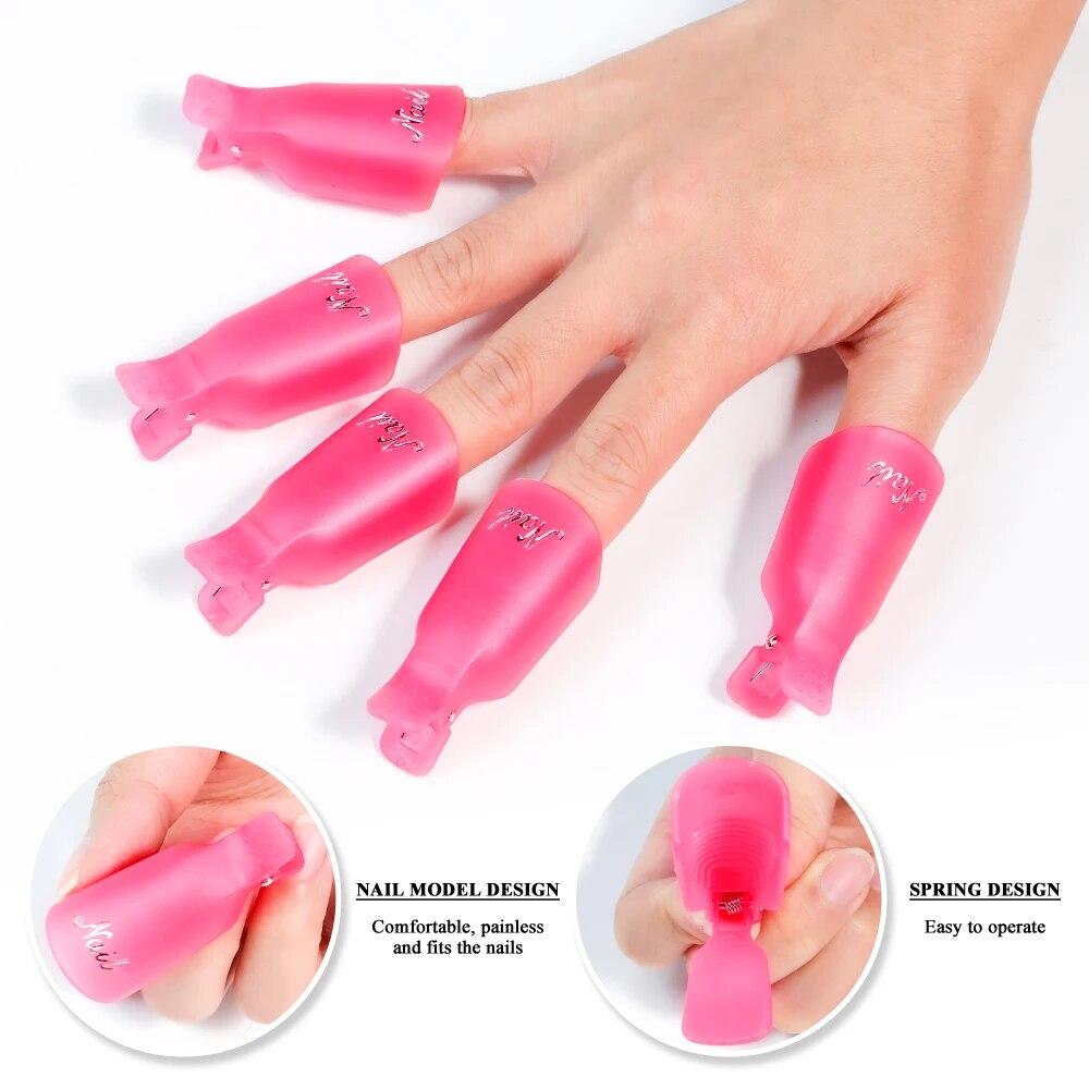 10 шт. акриловых колпачков для ногтей Soak Off Cap Clips для чистки ногтей, маникюра, для снятия УФ-гель-лака, обертки для замачивания, инструменты для пальцев