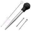 Sagit Stainless Steel Turkey Baster Baster Syringe For Cooking Meat Injector Set With 2 Marinade Needles 1 Cleaning Brush