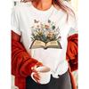 Футболка с принтом «Любитель книг», с круглым вырезом, с коротким рукавом, повседневный топ для лета и весны, женская одежда