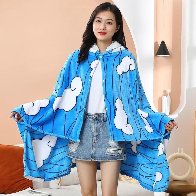 Клинок, рассекающий демонов Плед Аниме Kimetsu No Yaiba Косплей Реквизит Танджиро На заказ Женская пижама Взрослый халат Шаль Ночная рубашка Домашняя одежда