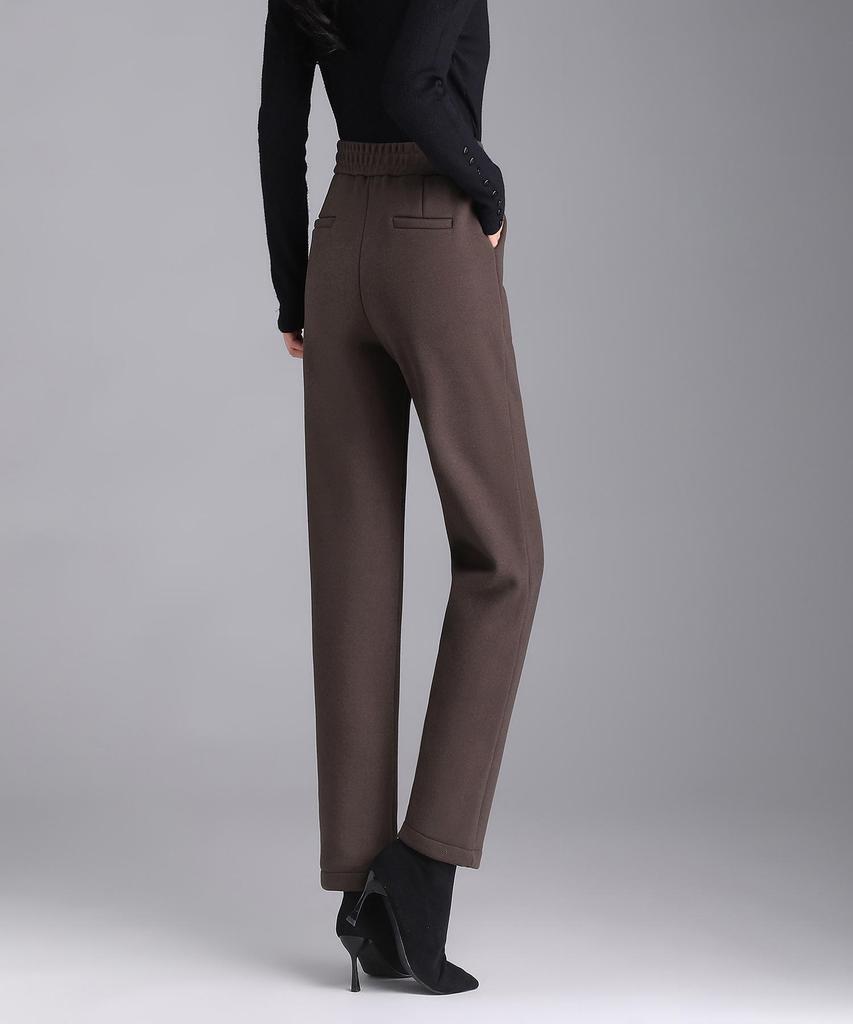 Women's High-Waisted Wool Cigarette Pants - Autumn/Winter, Warm, Versatile, Casual, Plus Velvet & Thickened.